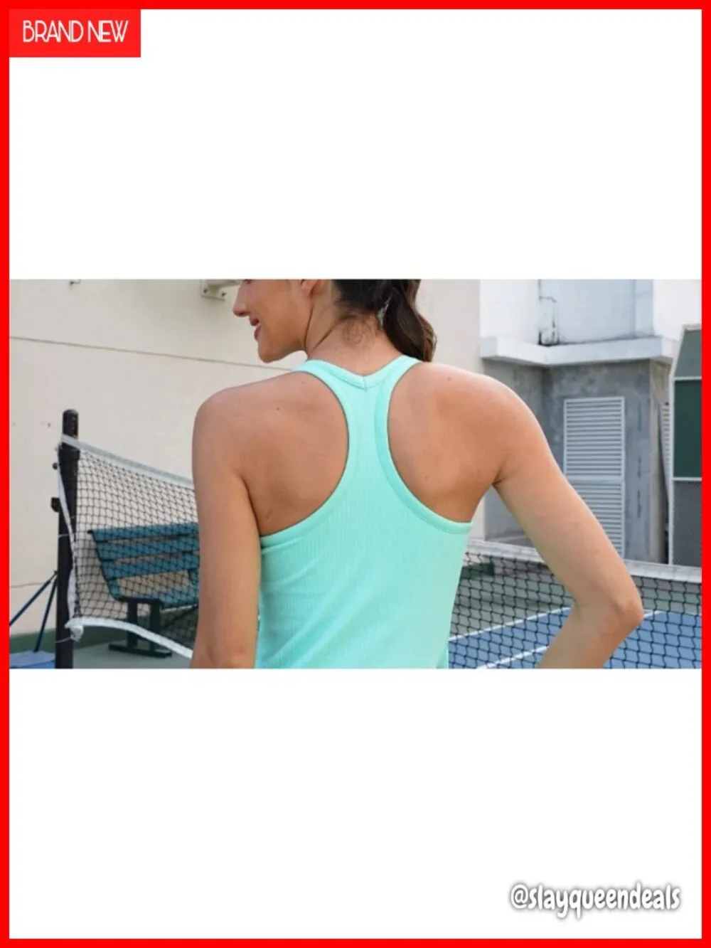 Ribbed Workout Tank Top with Built in Bra Racerback Gym Yoga